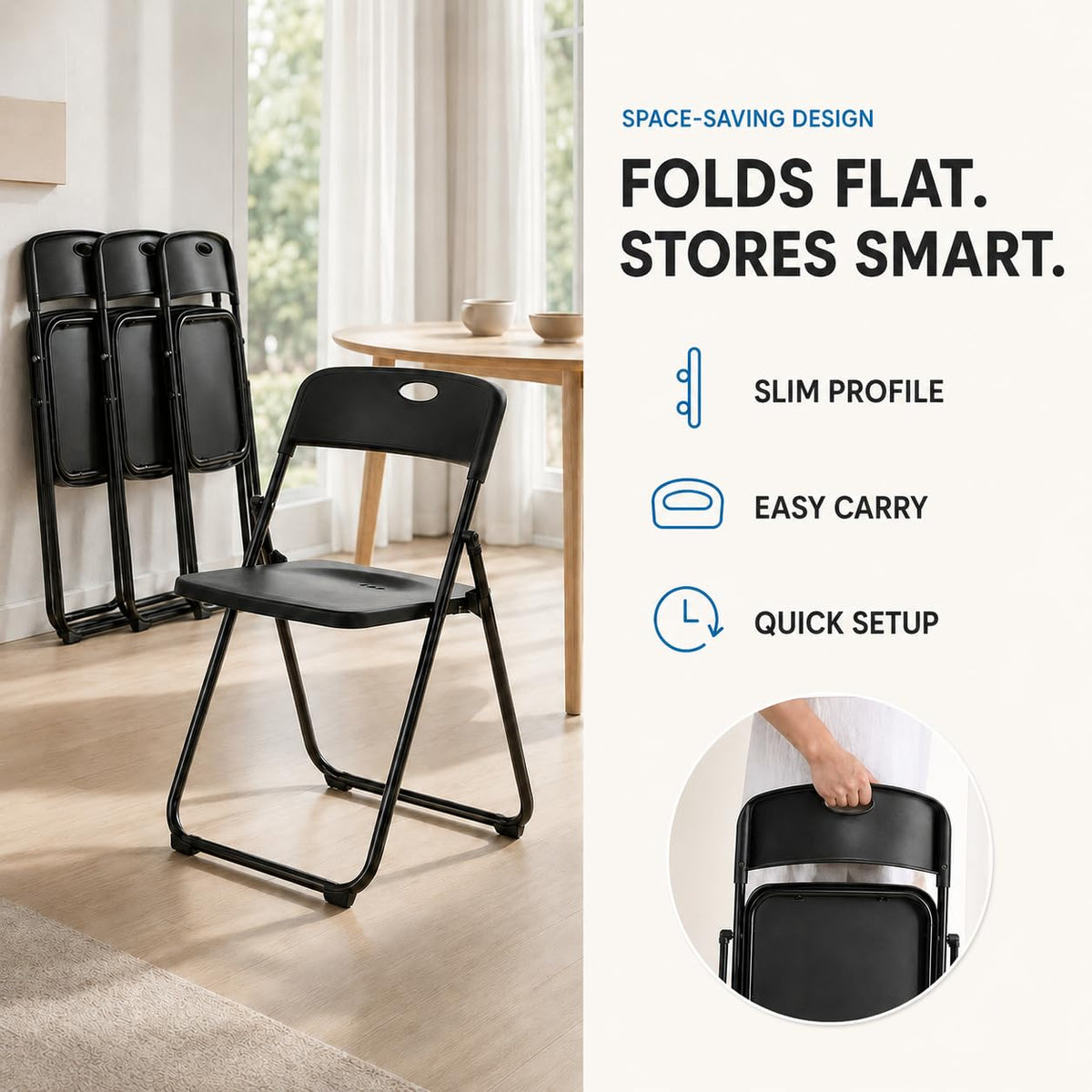 Black Plastic Folding Chairs O834