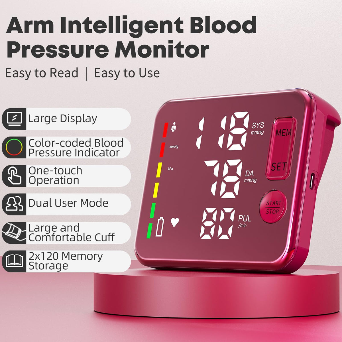 Blood Pressure Monitor Rechargeable Upper Arm P230774