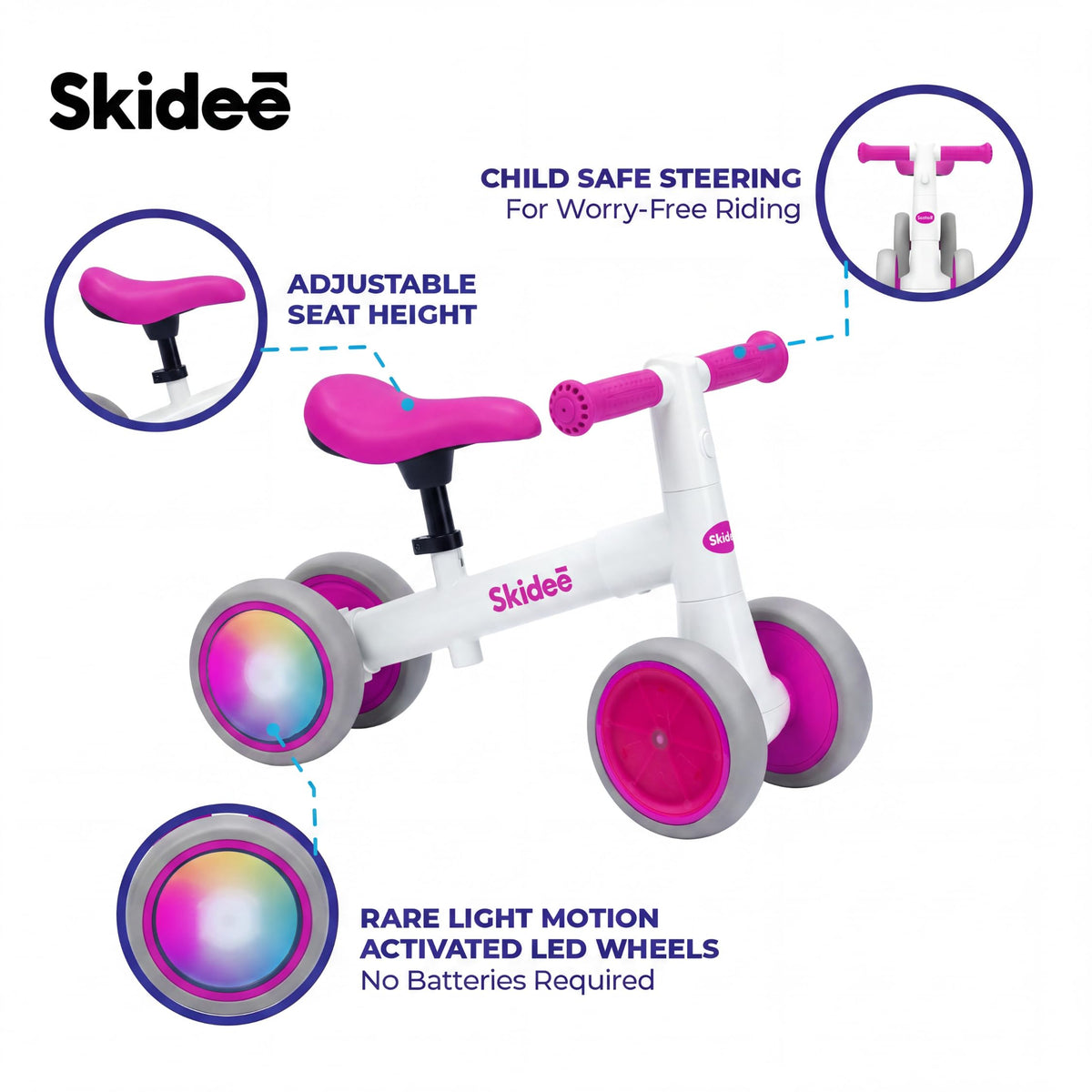 4-Wheel Toddler Balance Bike with LED Wheels M5581