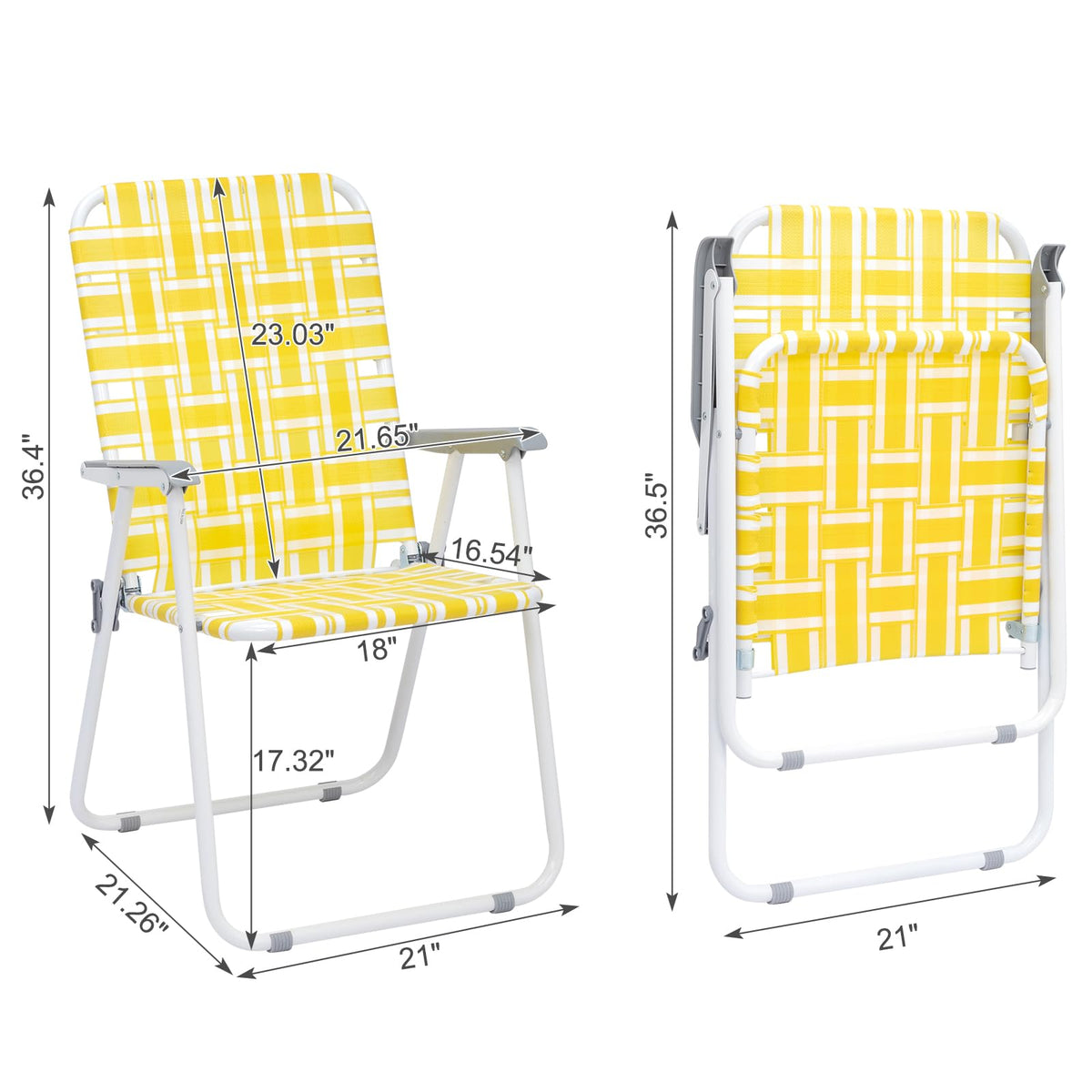 Yellow 2 Pack Folding Web Chair J9114