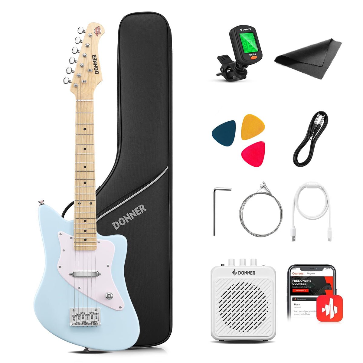 30 Inch Kids Electric Guitar Beginner Kit Blue J144833