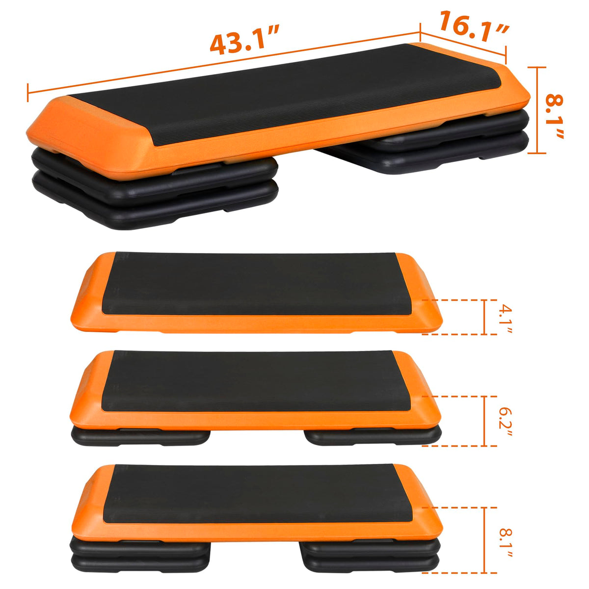 43'' Adjustable Aerobic Step Platform with 4 Stackable Risers S3480