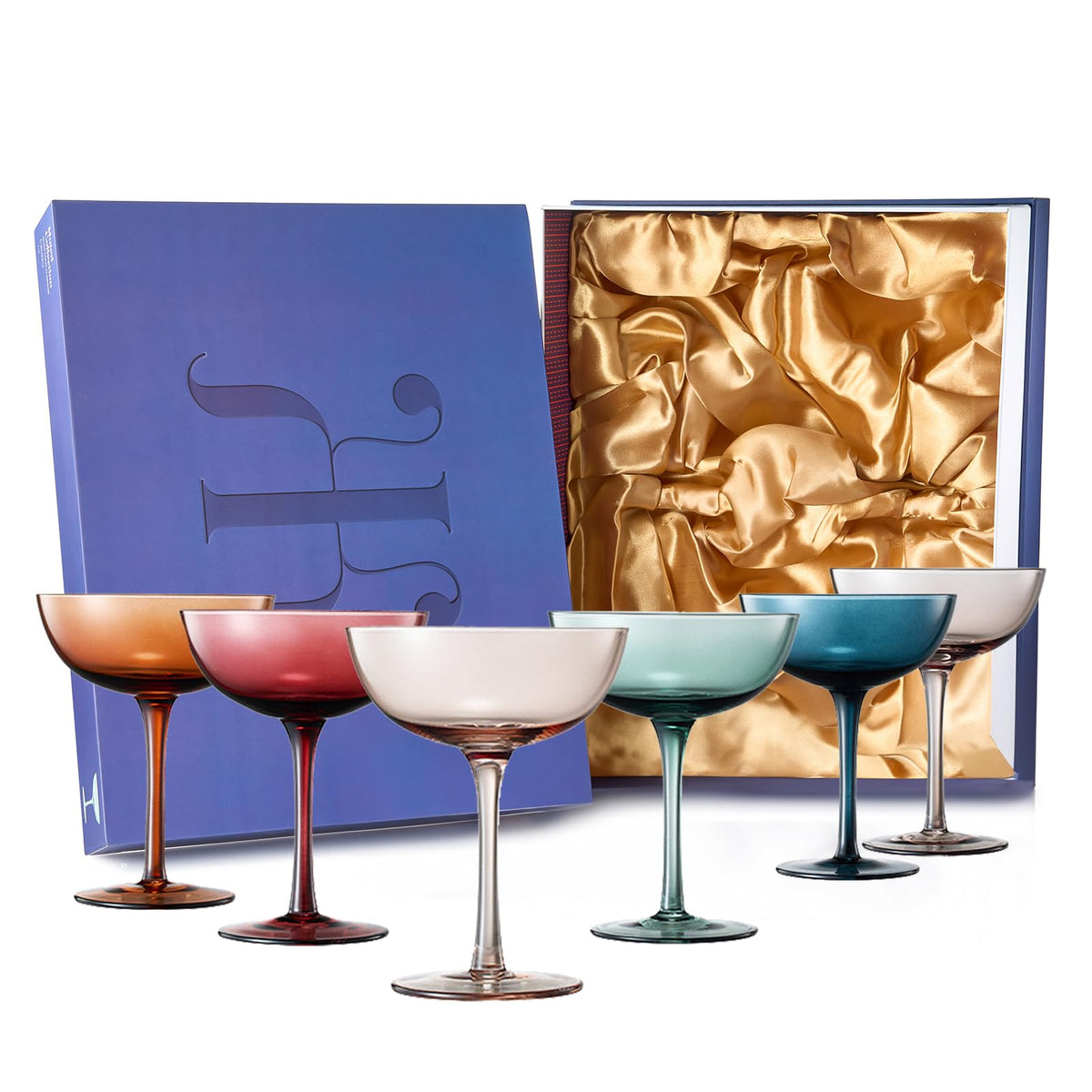 Colored Crystal Coupe Glasses Set of 6 H3466
