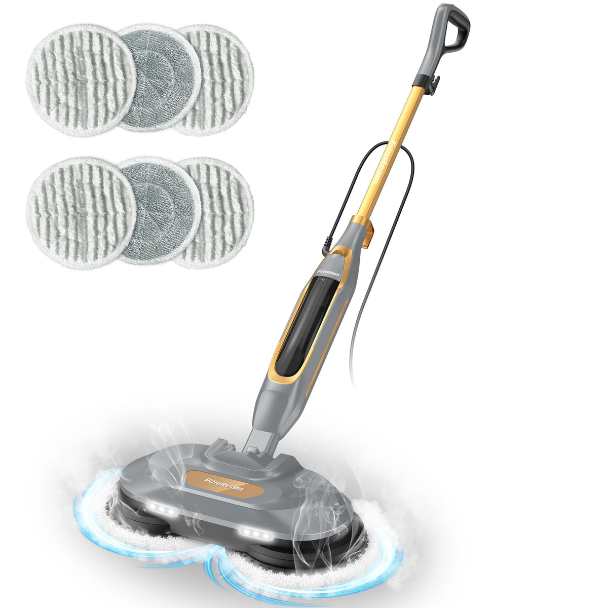 Steam Mop with Dual Rotating Pads, 15.2 fl oz Tank, 6 Washable Pads K445375