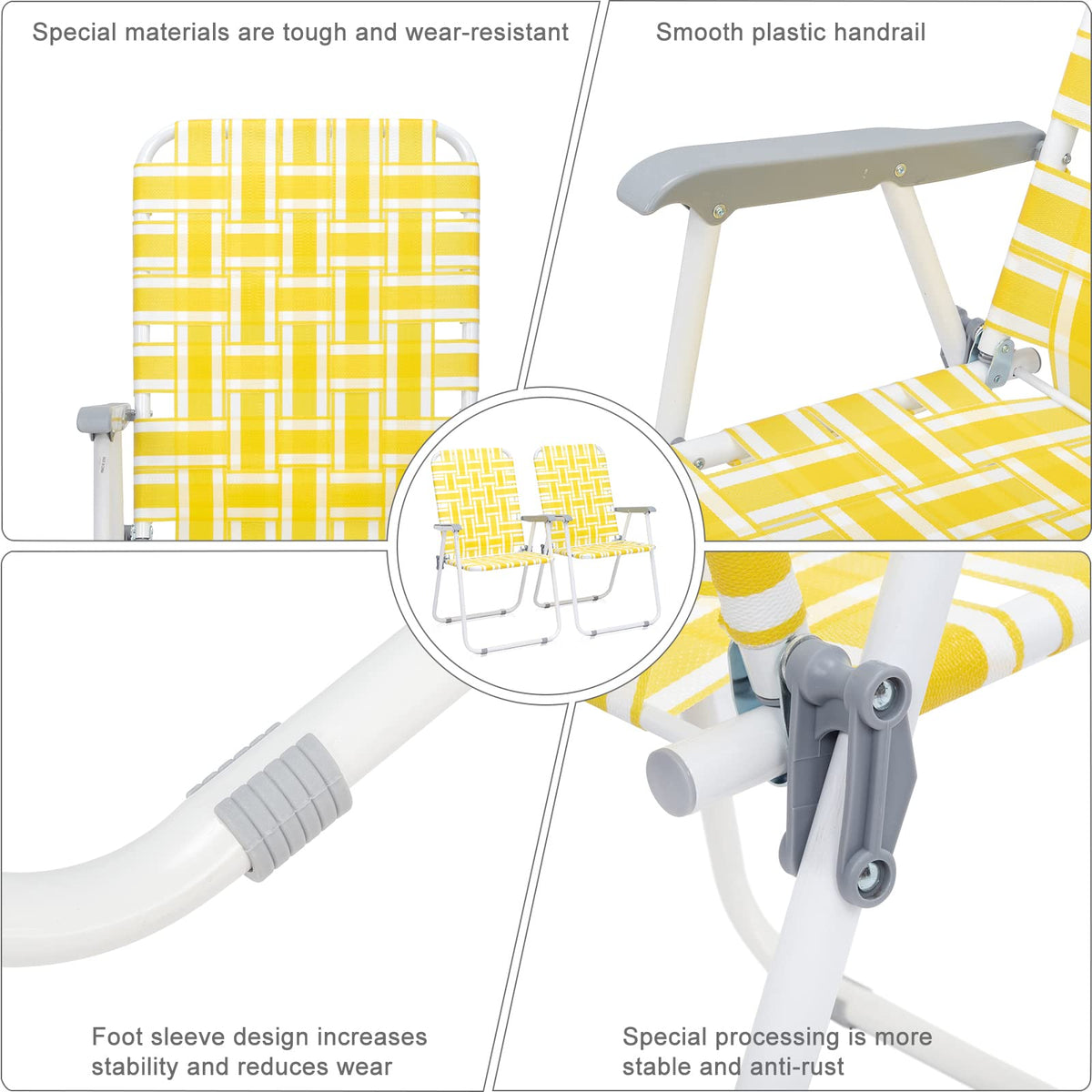 Yellow Striped Webbed Lawn Chairs Set of 2 Z670249