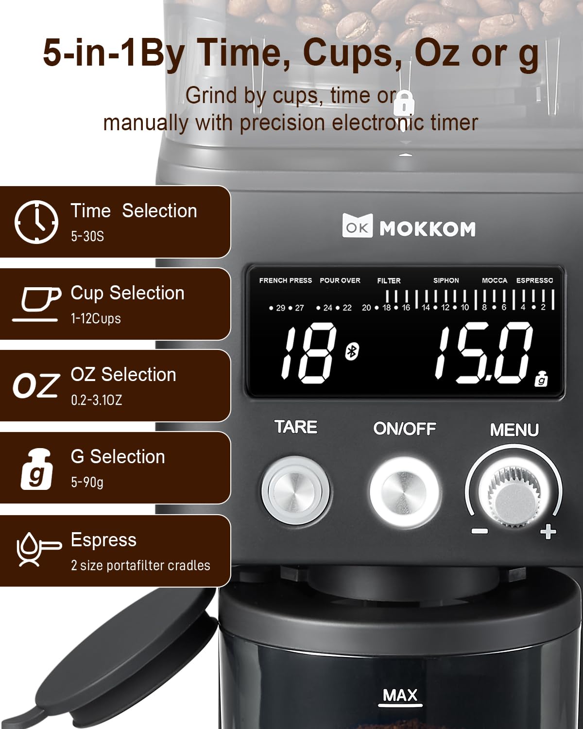 Electric Conical Burr Coffee Grinder with Scale X960070