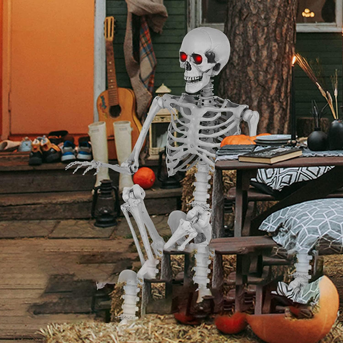 5.4 Ft Lighted Life Size Plastic Skeleton with Movable Joint S948