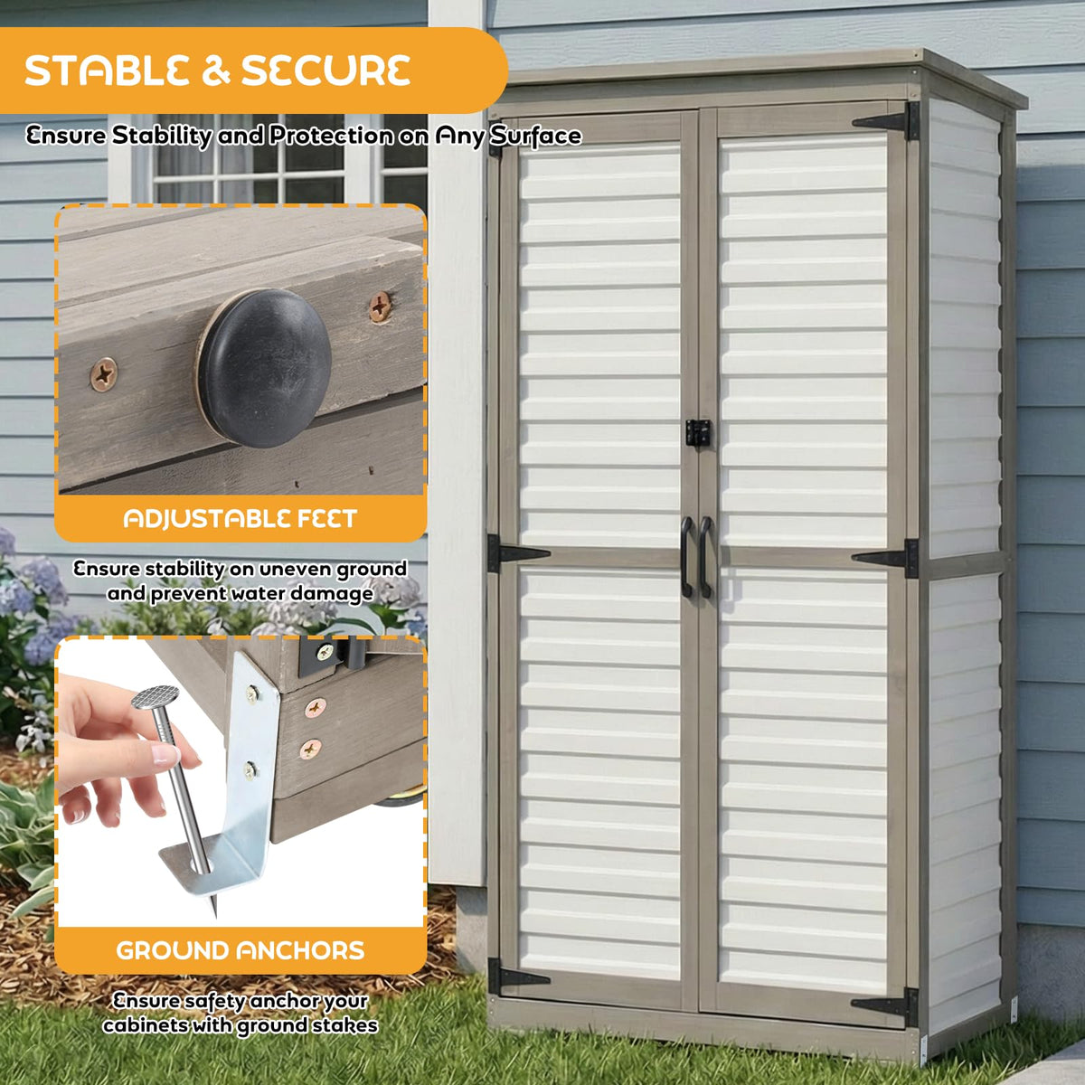 Outdoor Storage Cabinet with Adjustable Shelves B51532