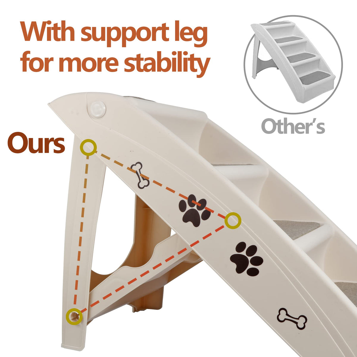 Tan 4-Step Non-Slip Foldable Pet Steps L499