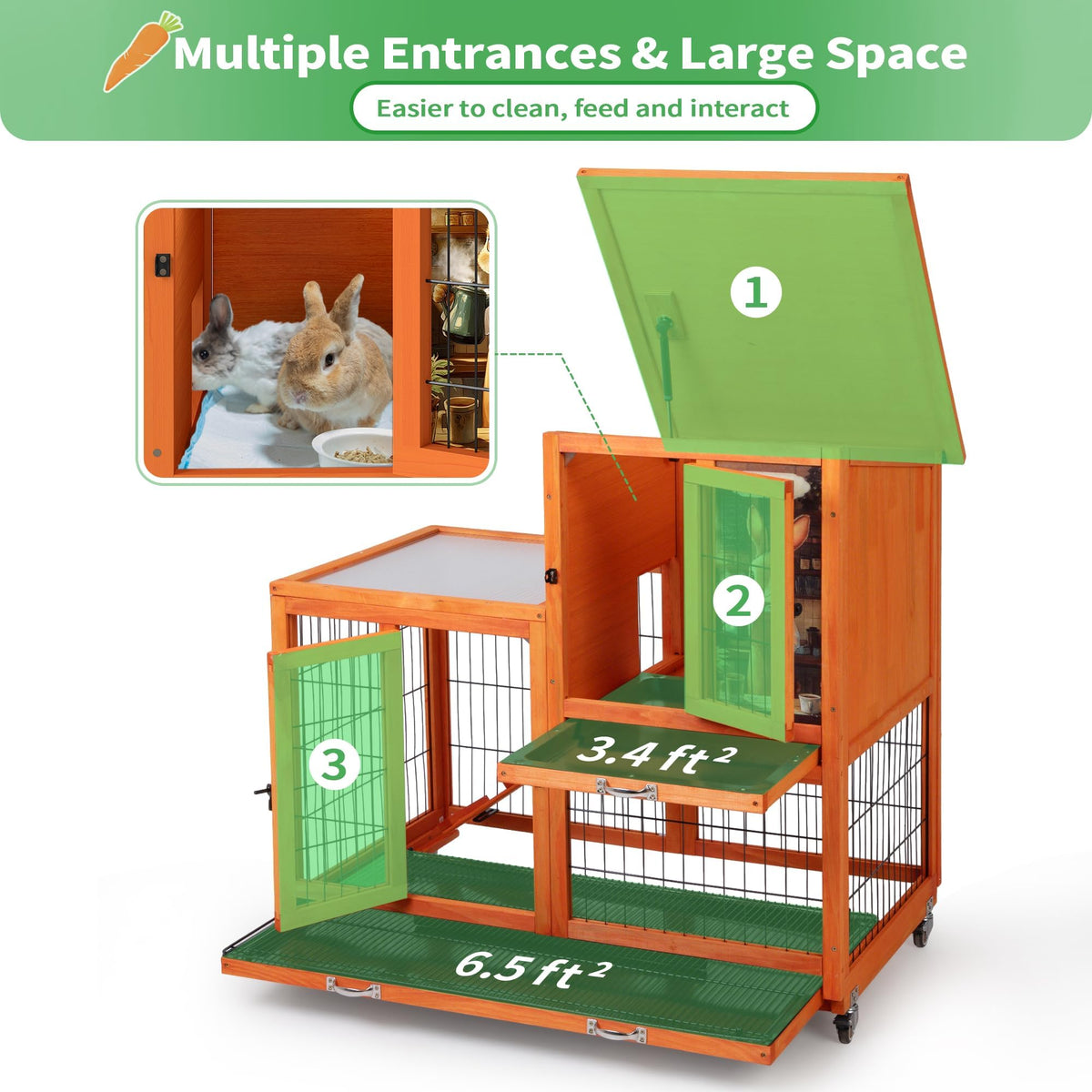 Rabbit Hutch with Wire Floor & Removable Tray D2696