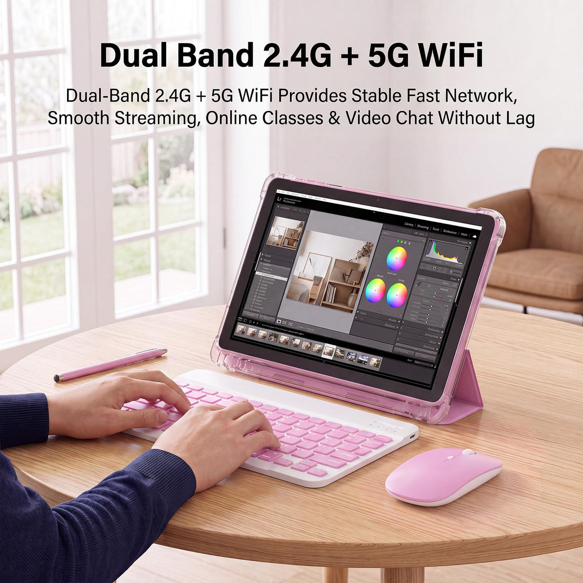 10 Inch 2 in 1 Tablet with Keyboard Kit & Case Pink X56299