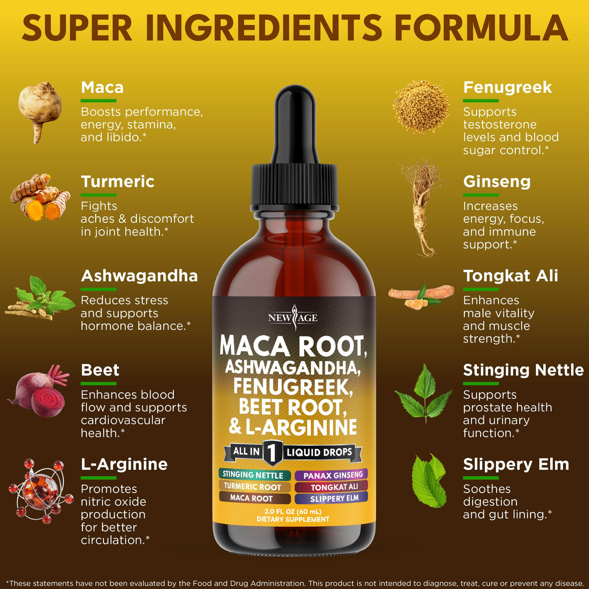 Organic Maca Root Liquid Drops with Ashwagandha 8oz F122