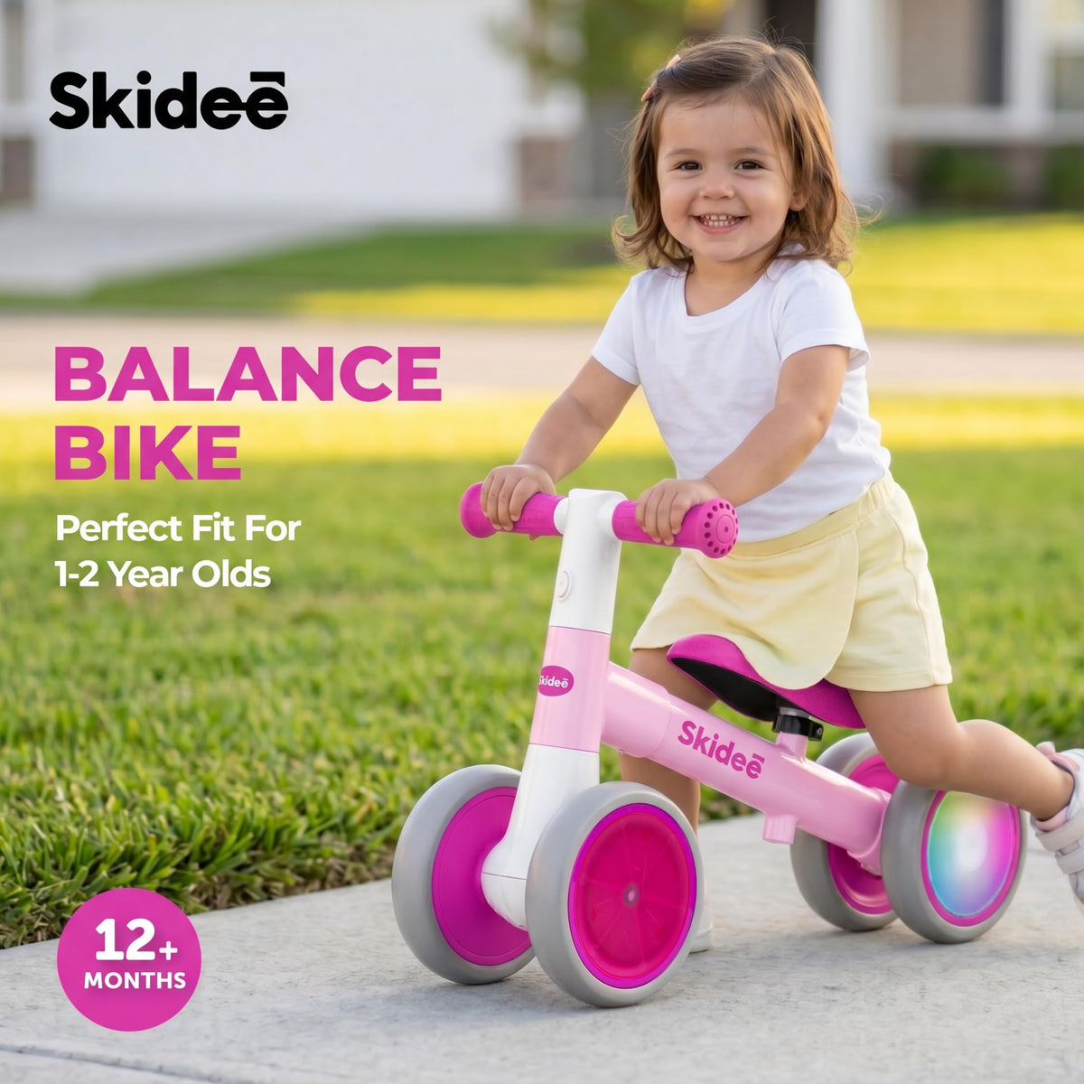 4-Wheel Toddler Balance Bike with LED Wheels M5581