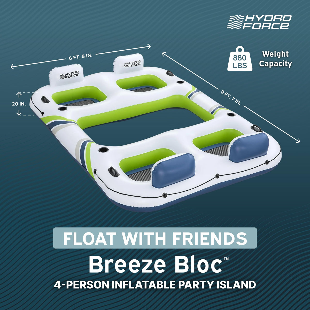 4 Person Inflatable Lounger with Cup Holders W99078