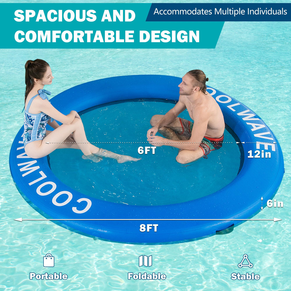 Inflatable Water Hammock Floating Dock with Cup Holders R953435