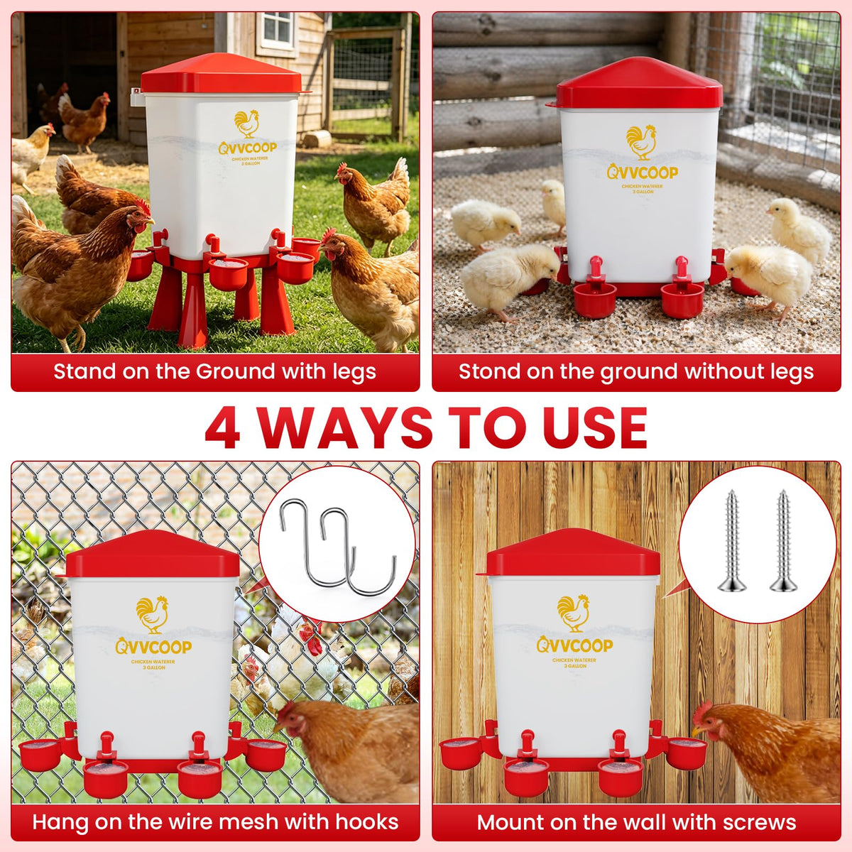 3 Gallon Automatic Chicken Waterer with 10 Cups T452