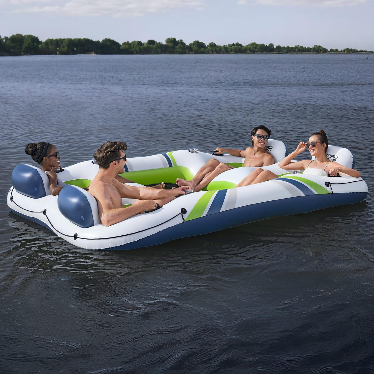 4 Person Inflatable Lounger with Cup Holders W99078