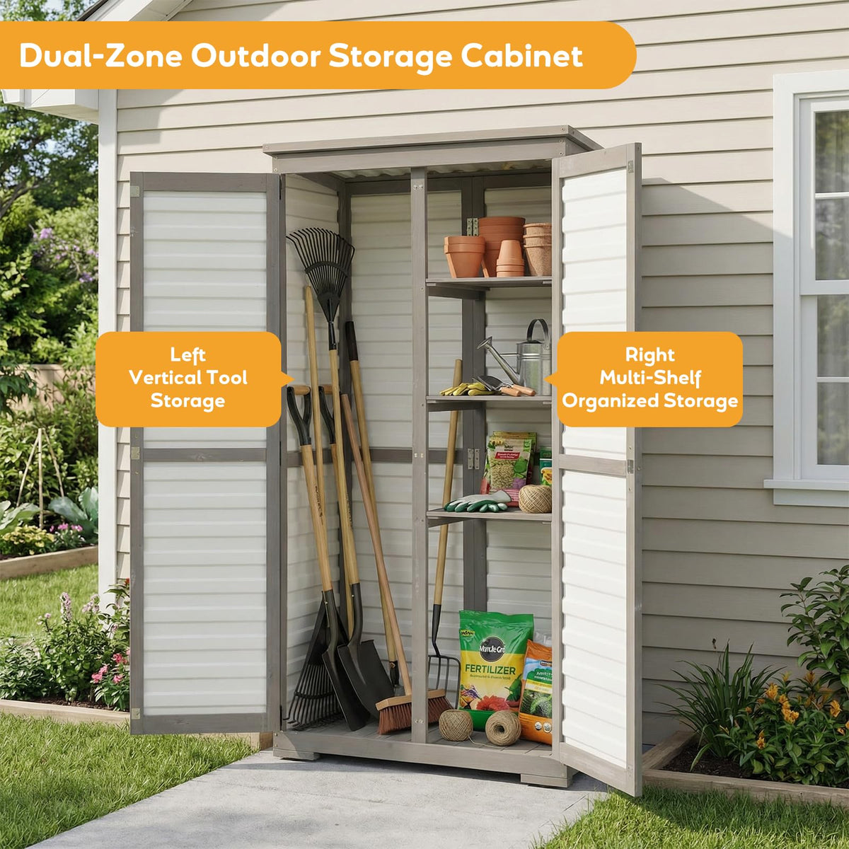 Outdoor Storage Cabinet with Adjustable Shelves B51532