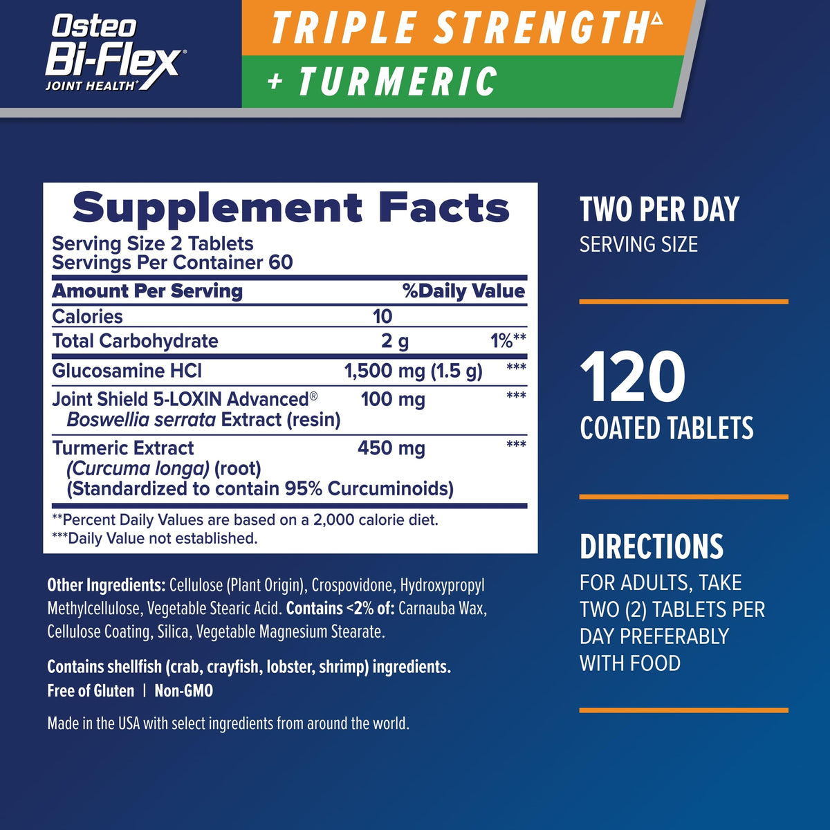 Glucosamine Turmeric Supplement, 120 Ct B91147