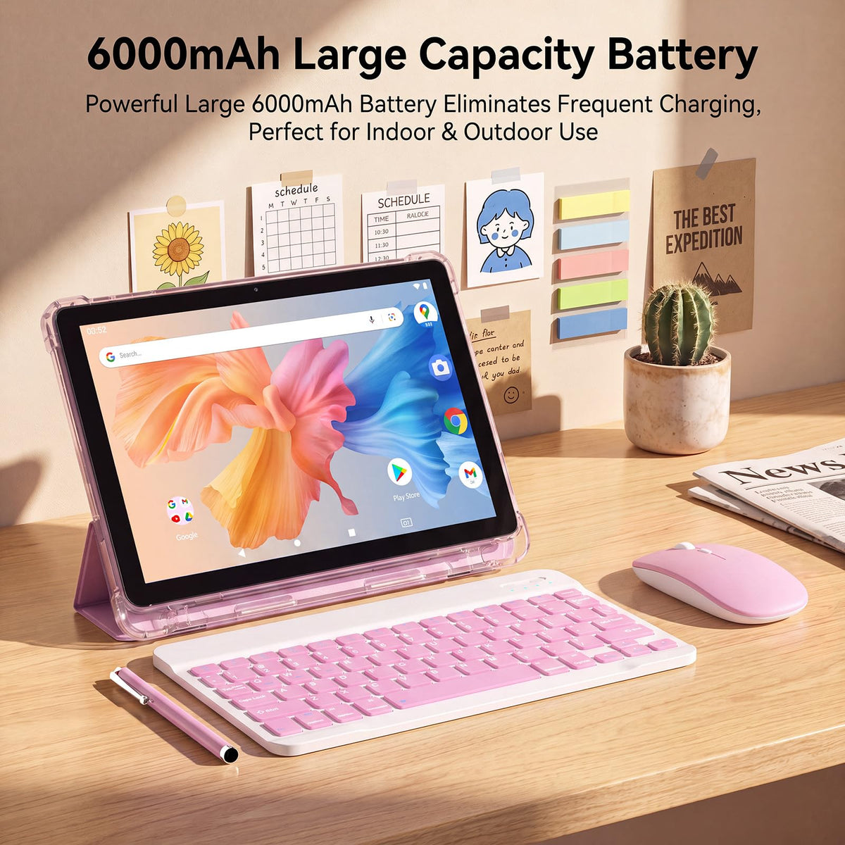 10 Inch 2 in 1 Tablet with Keyboard Kit & Case Pink X56299