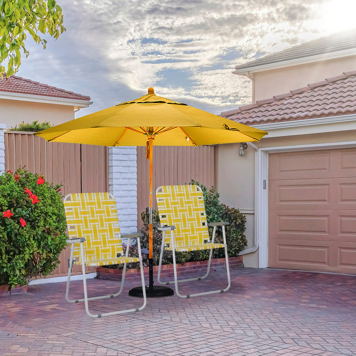 Yellow 2 Pack Folding Web Chair J9114