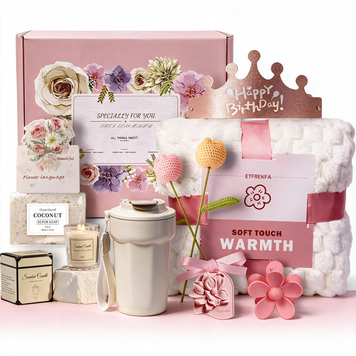 10 Pc Birthday Gift Basket Set with Blanket B19714