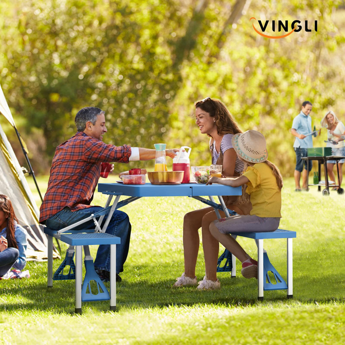 4 Ft Folding Picnic Table Set with 4 Seats R762