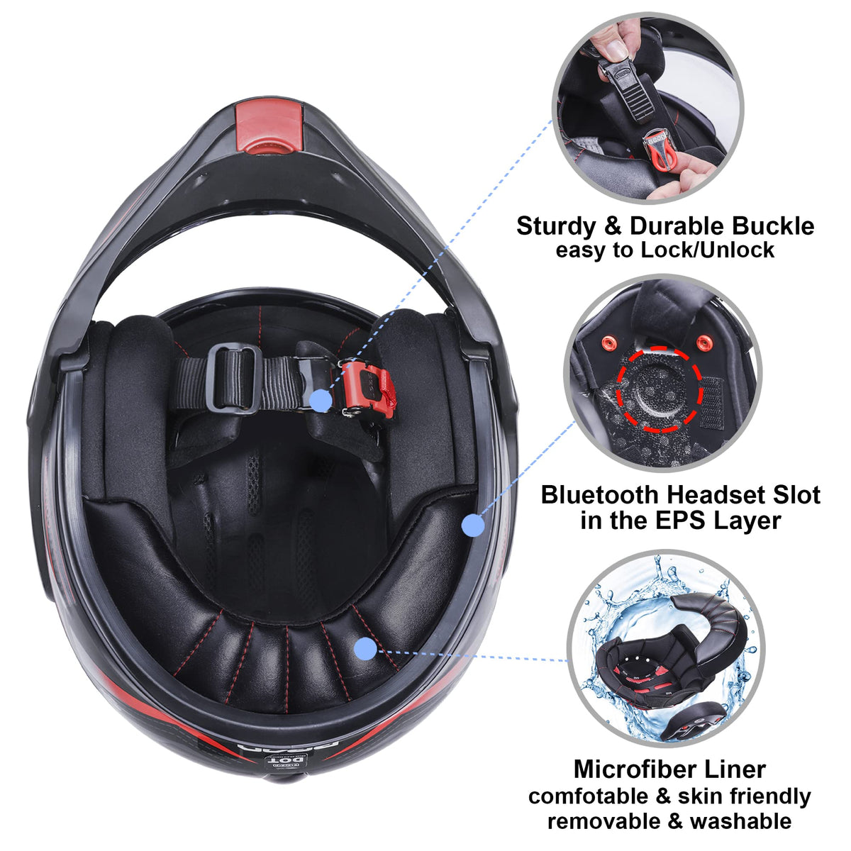 Full Face Motorcycle Helmet DOT Approved Modular with Anti-Fog Dual Visors Z786853