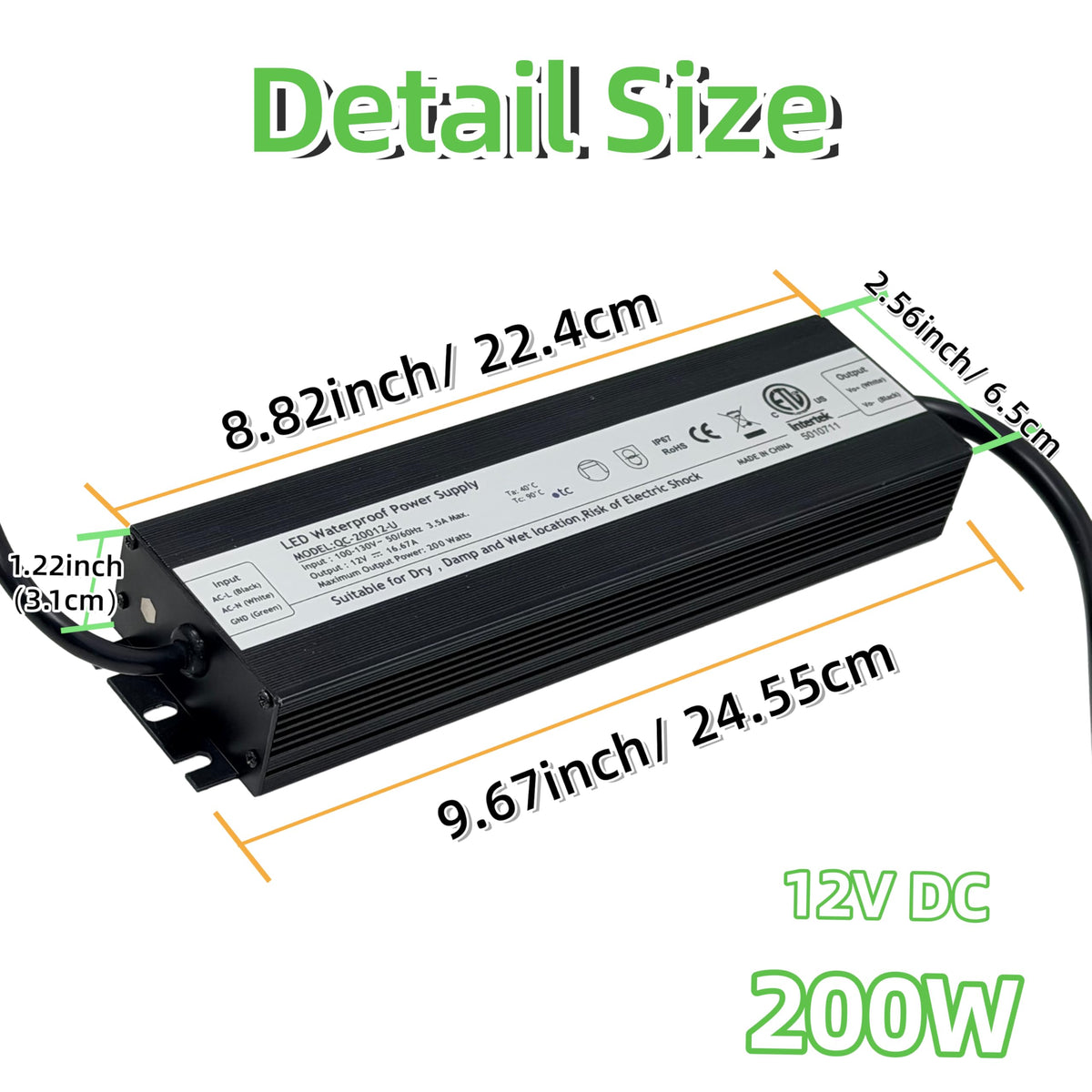 200W 12V DC Waterproof IP67 LED Driver Transformer Y304029
