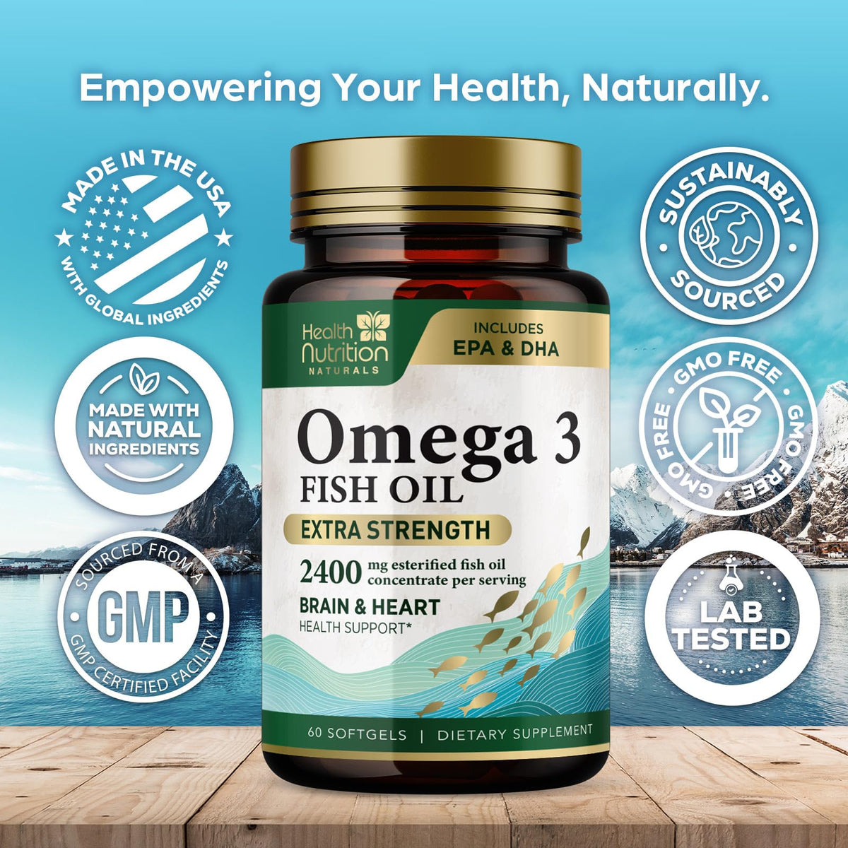 2400mg Omega 3 Fish Oil Softgels U119