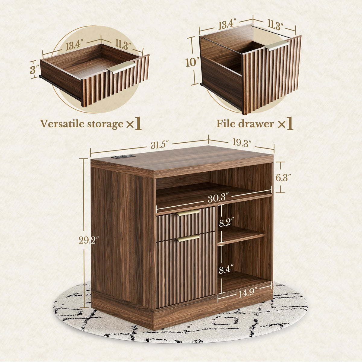 2 Drawer File Cabinet with Lock U60314