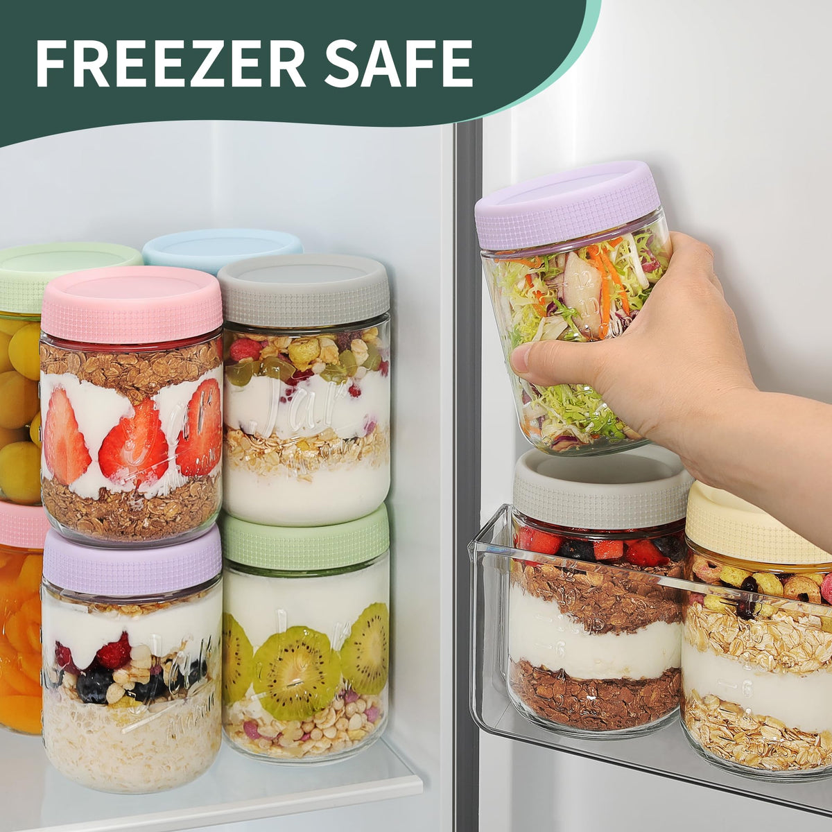 6 Pack 16 oz Glass Containers with Lids H6615