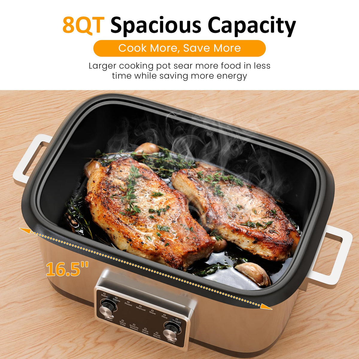 12-in-1 Programmable 8 Quart Slow Cooker with Steaming Rack B33112