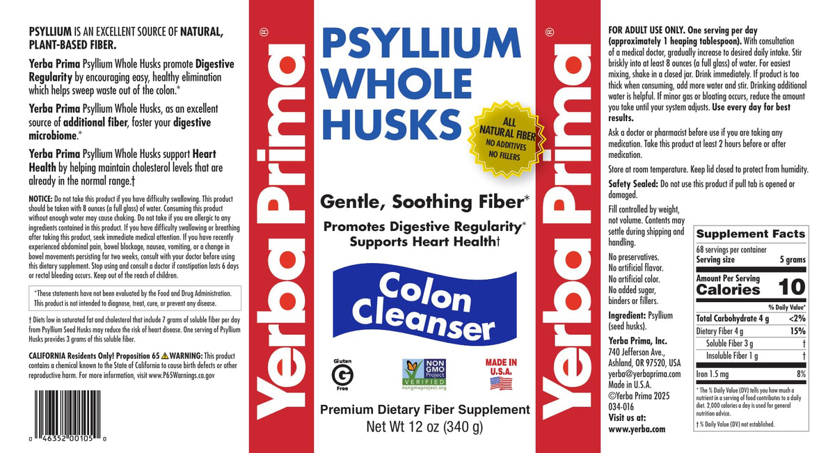 12 oz Psyllium Whole Husks Dietary Fiber Q5481