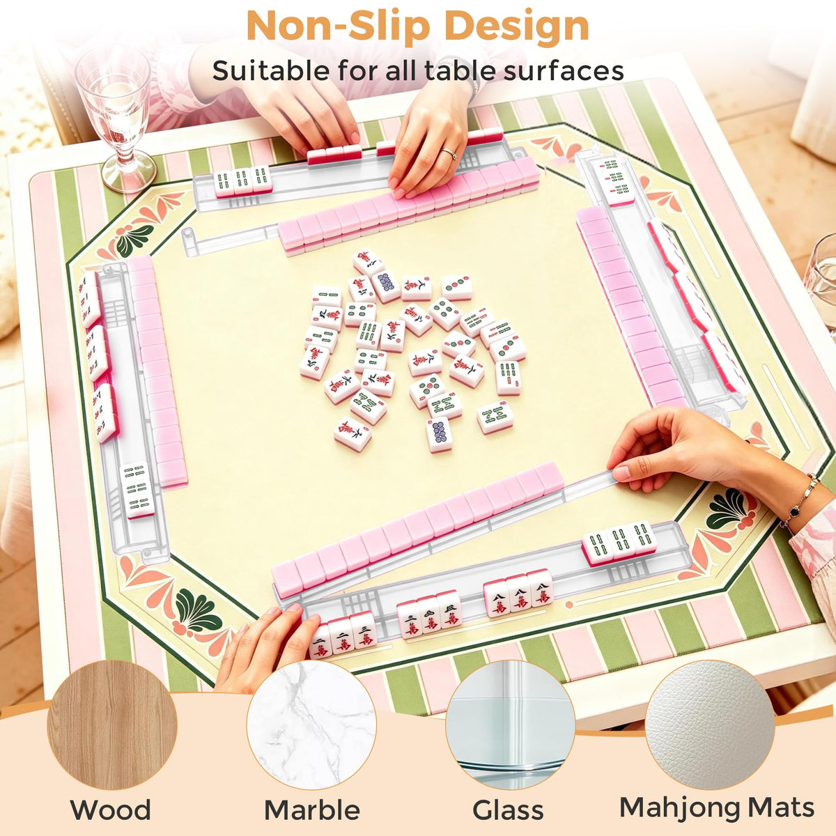 Clear Acrylic Mahjong Racks with Pushers, 4-Pack V32725