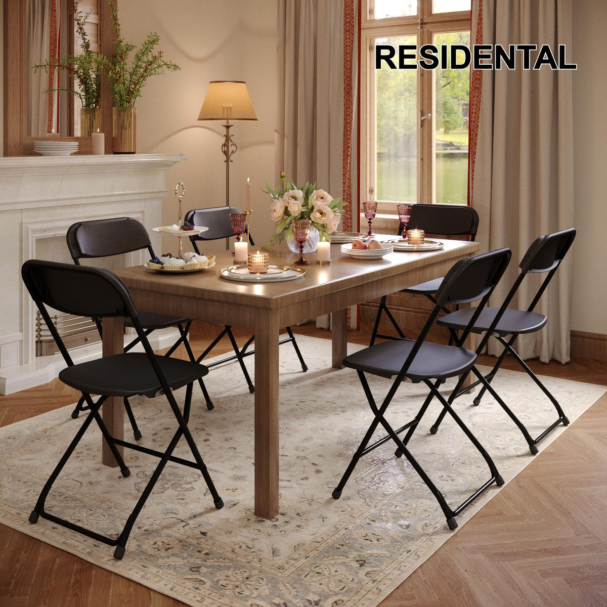 Black Plastic Folding Chairs, 10 Pack Y8884