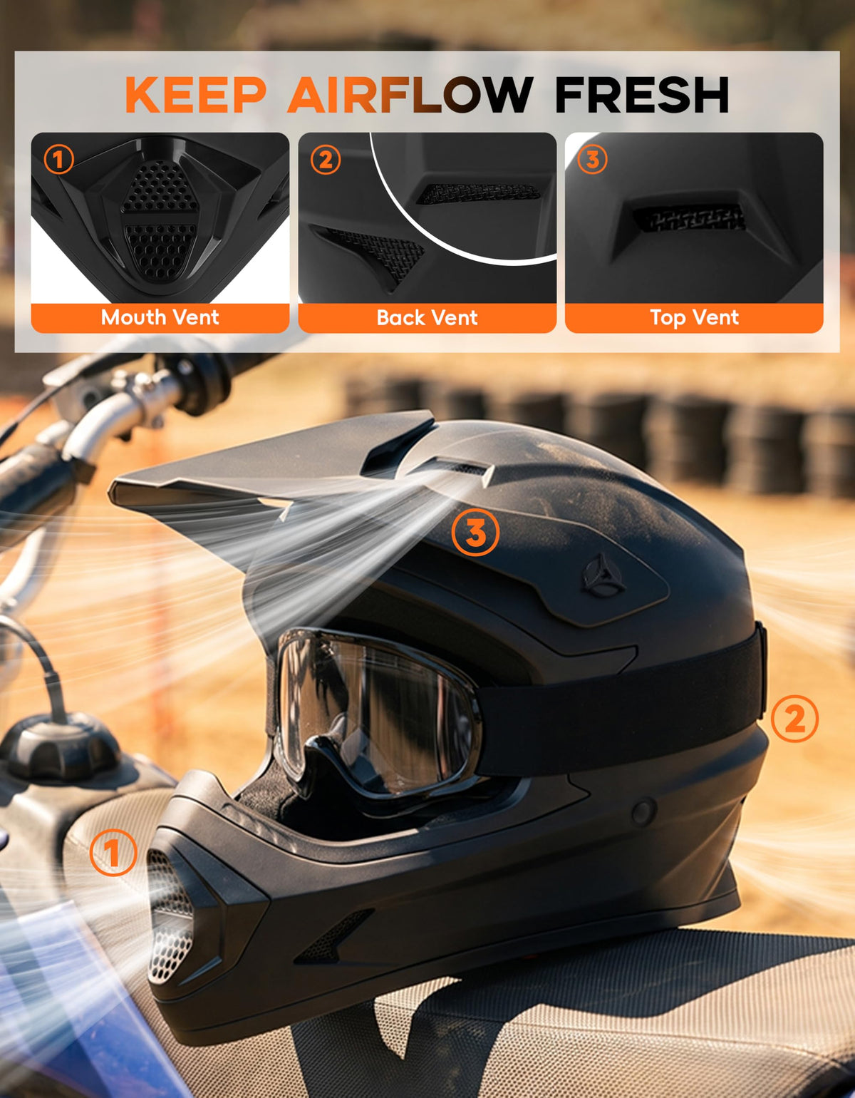 Black Youth Kids Full Face Motocross Helmet J1454