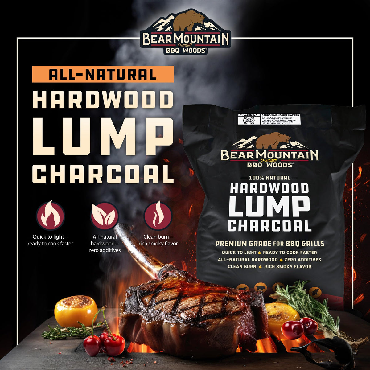 4 Pack Hardwood Lump Charcoal 16 Pounds E5046