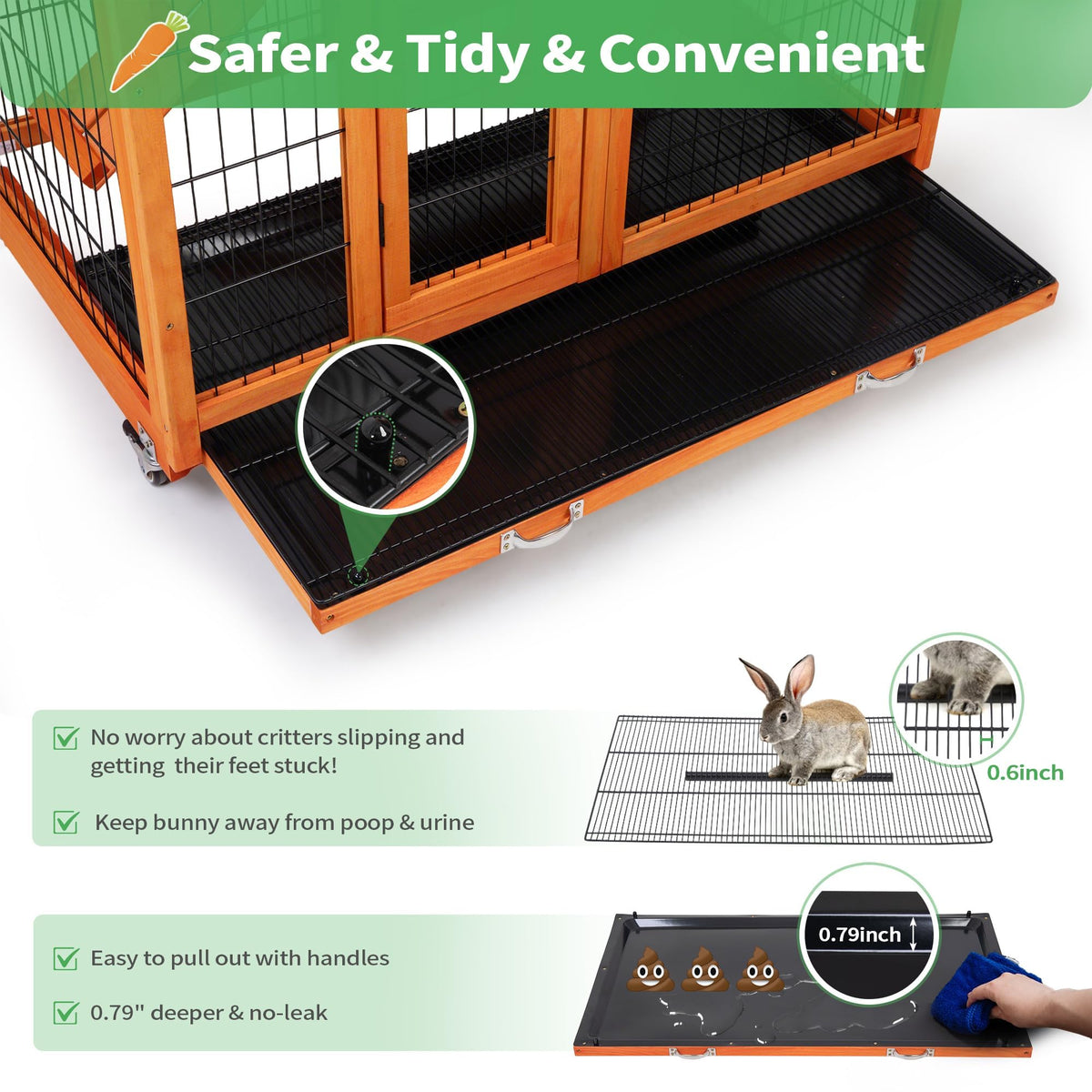 Rabbit Hutch with Wire Floor & Removable Tray D2696
