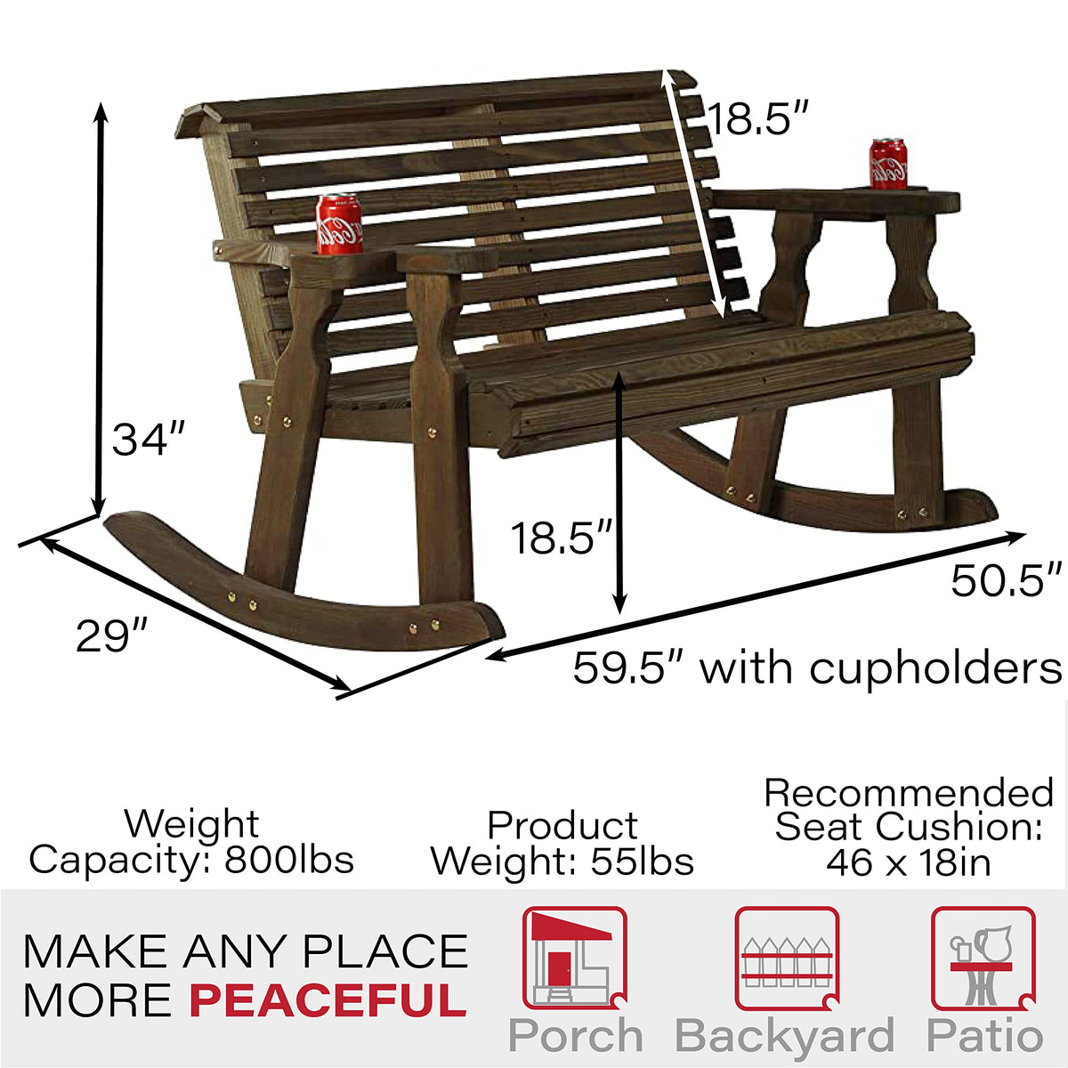Heavy Duty Double Rocker with Cupholders S869938