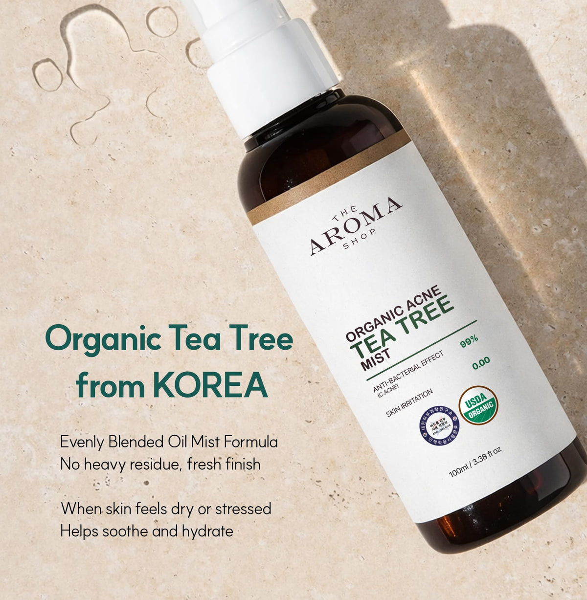 Organic Tea Tree Mist Face & Body Spray 3.38 fl oz A8124