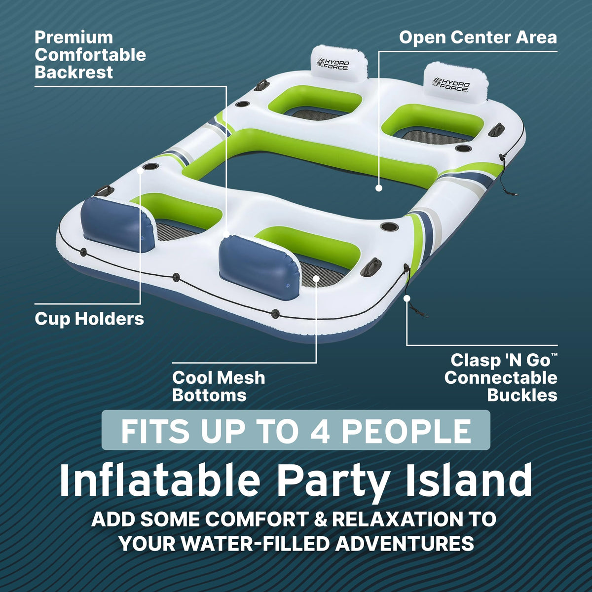 4 Person Inflatable Lounger with Cup Holders W99078