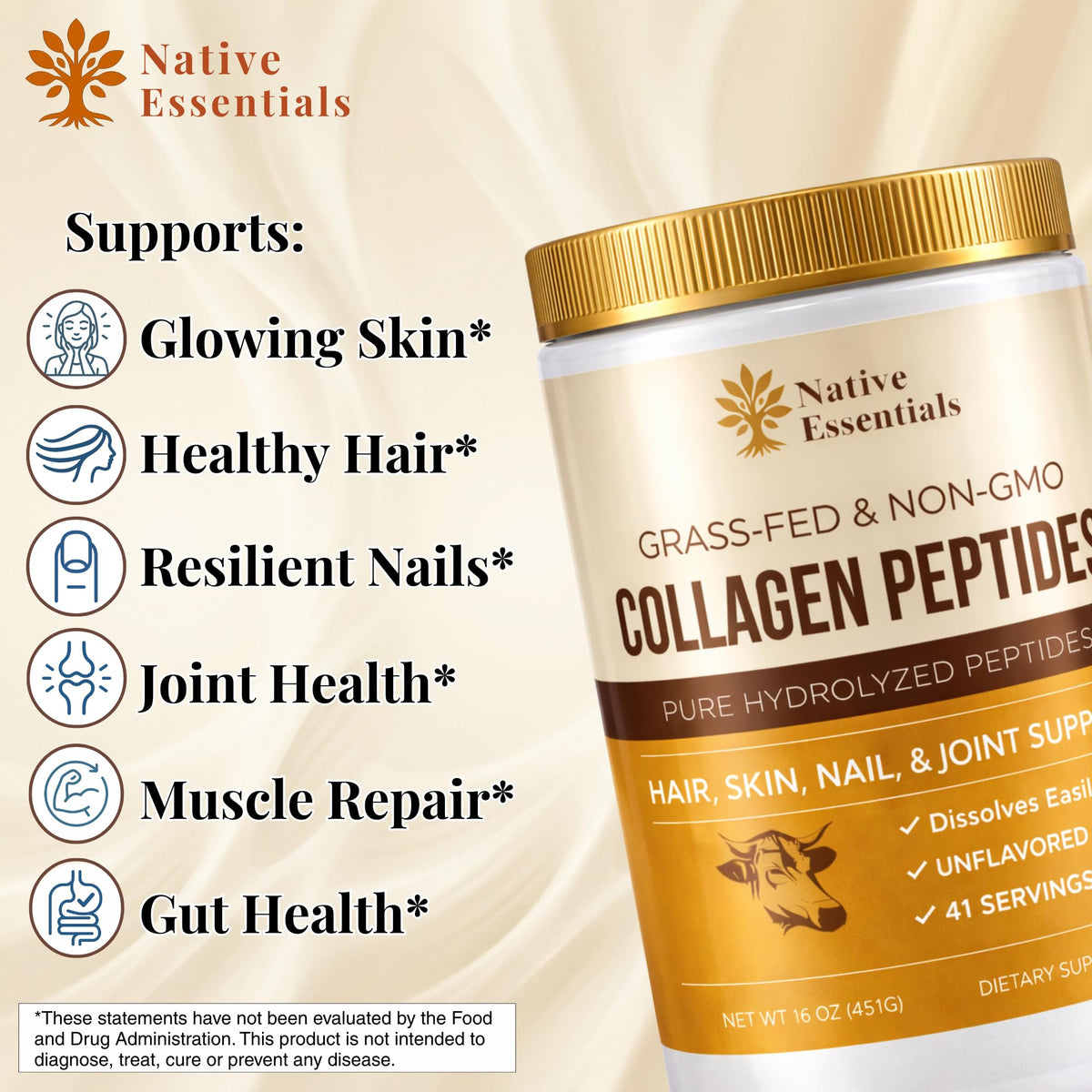 Grass Fed Hydrolyzed Multi Collagen Peptides Powder 16oz I648