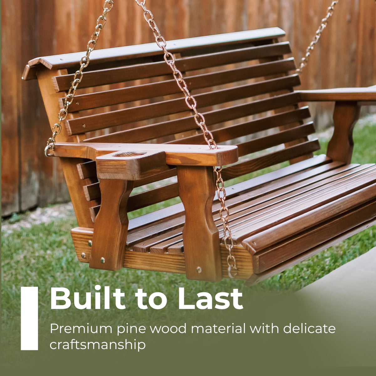 Heavy Duty 700 Lb Capacity Porch Swing with Cup Holders J39615