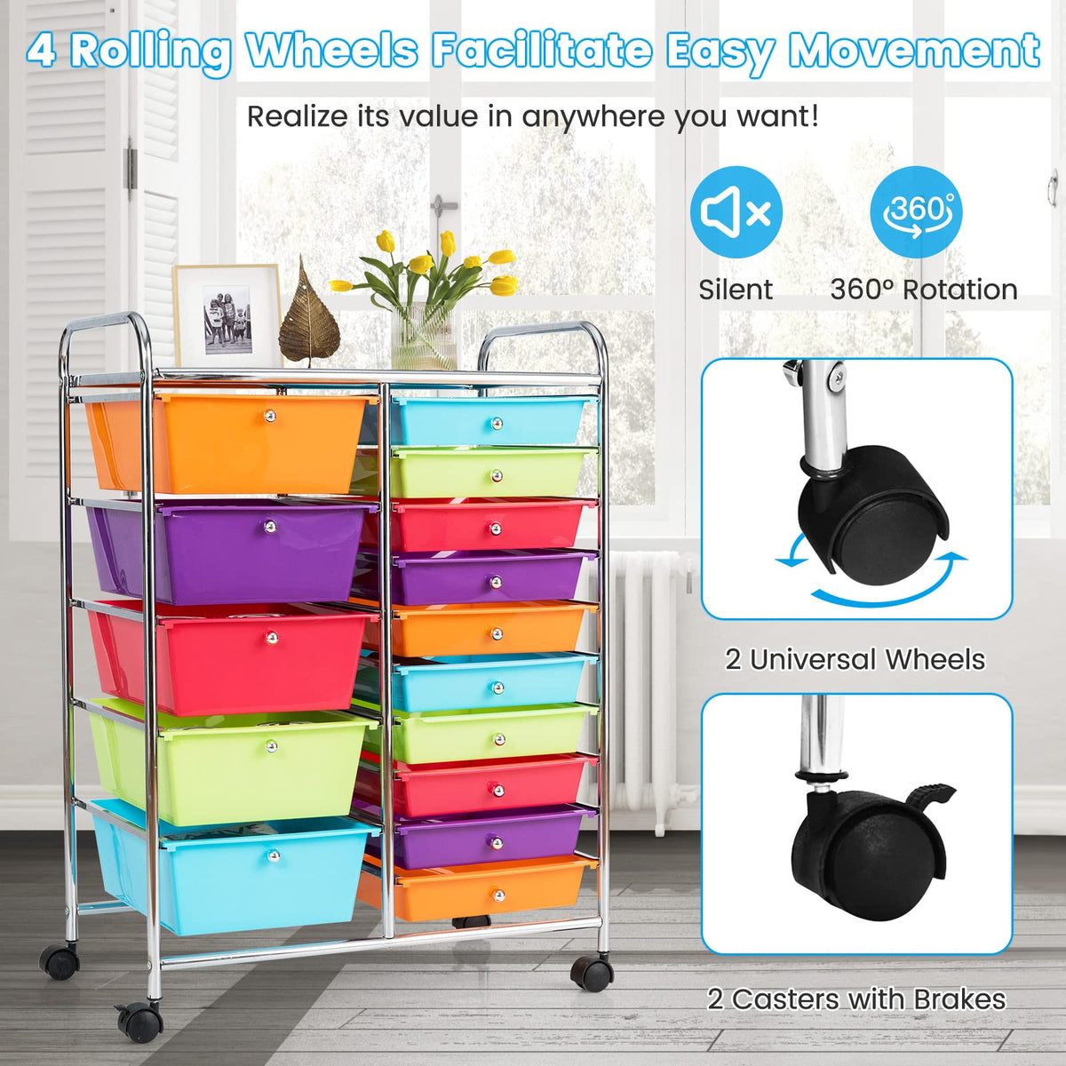 15 Drawers Rolling Storage Cart H1803