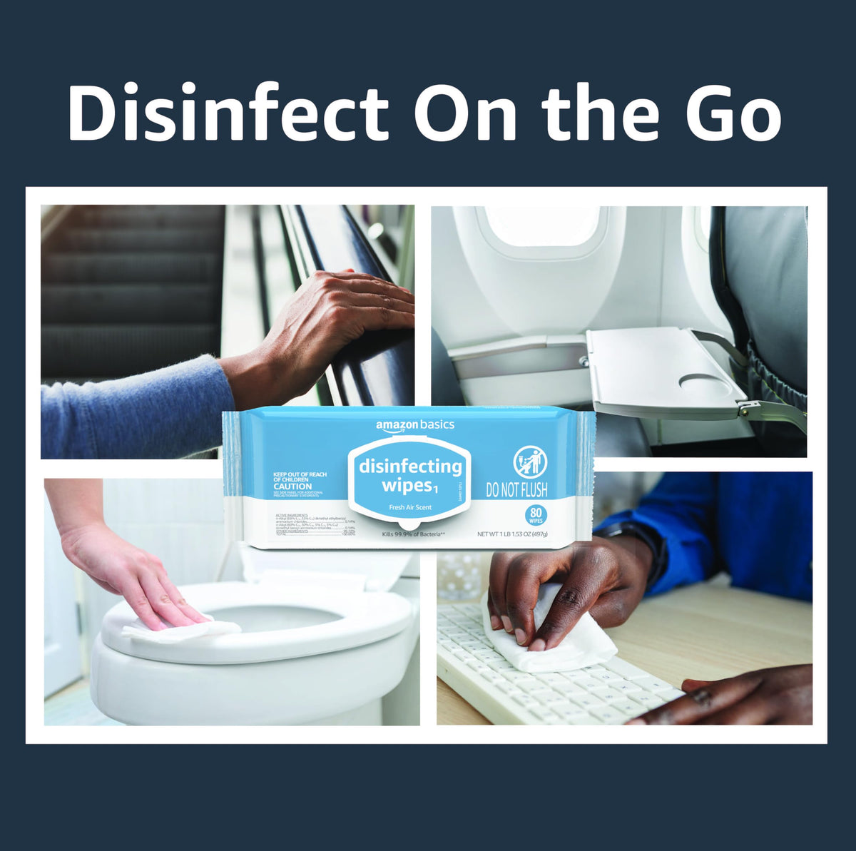 Lemon & Fresh Air Scent Multi-Surface Disinfecting Wipes 320 Count T123