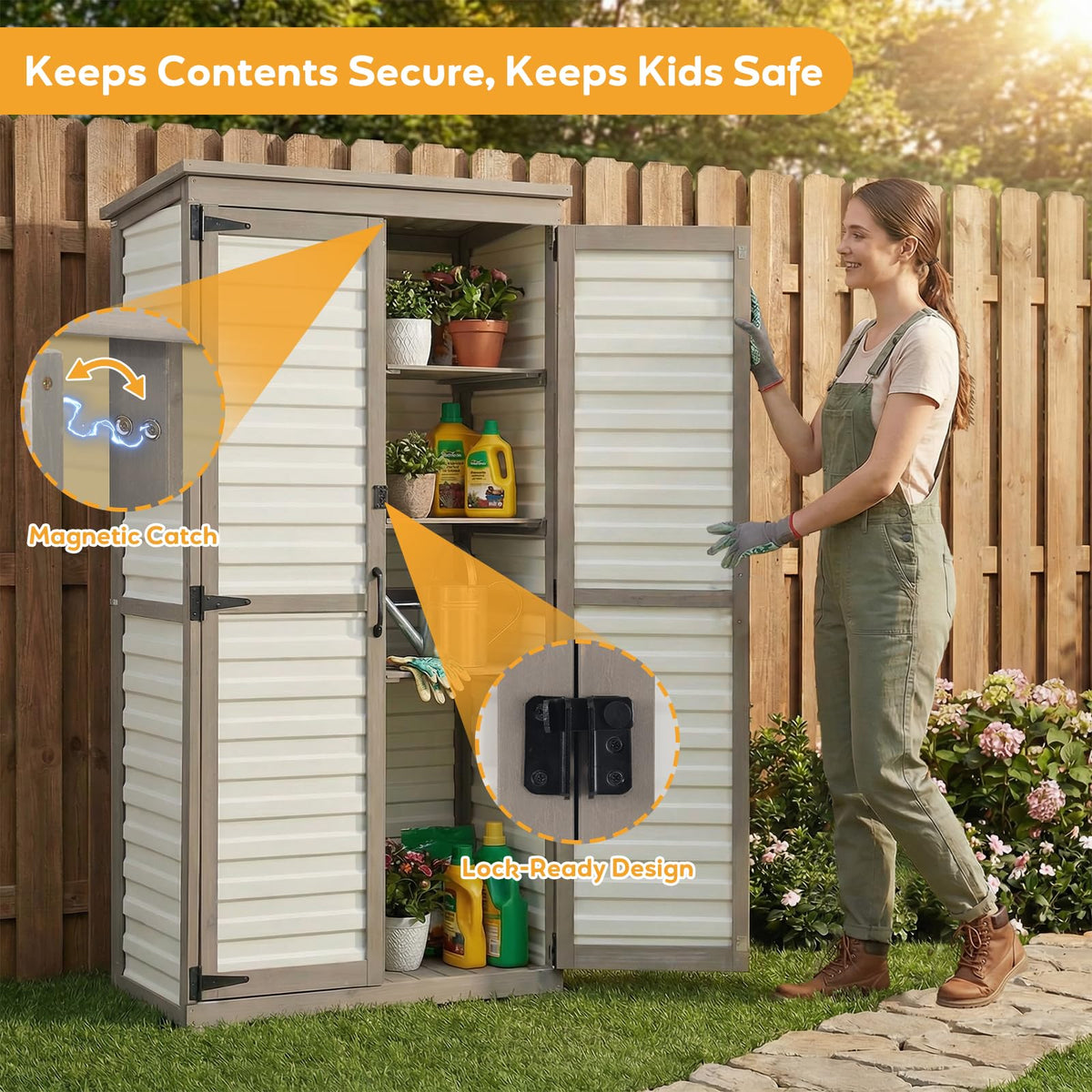 Outdoor Storage Cabinet with Adjustable Shelves B51532