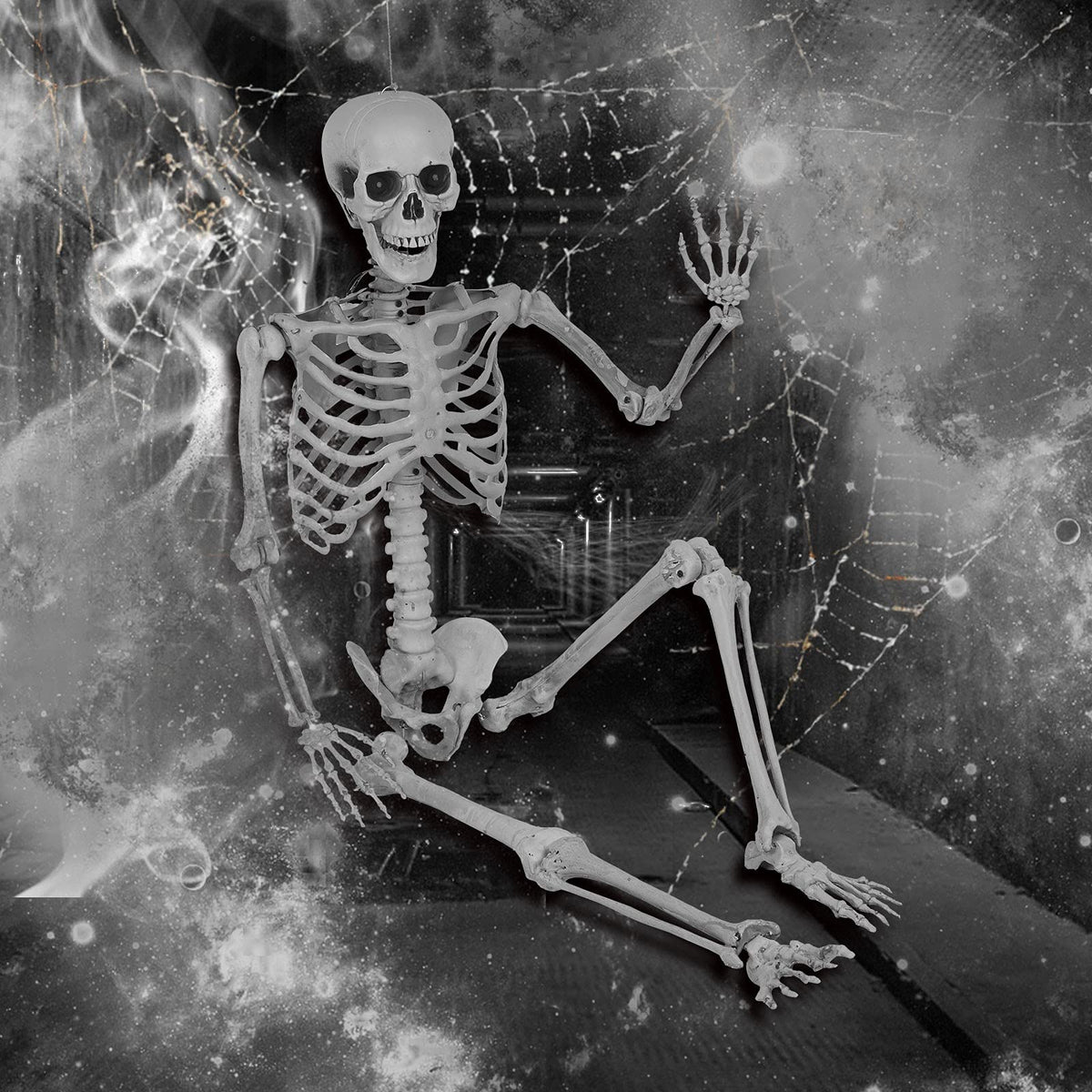 5.4 Ft Lighted Life Size Plastic Skeleton with Movable Joint S948