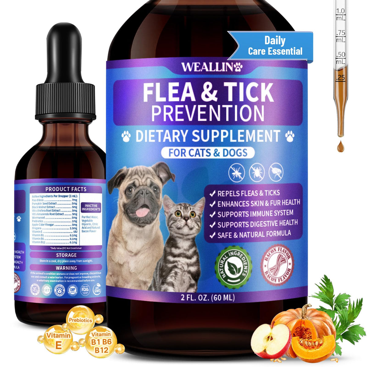Flea and Tick Prevention for Cats & Dogs 60ml V696606