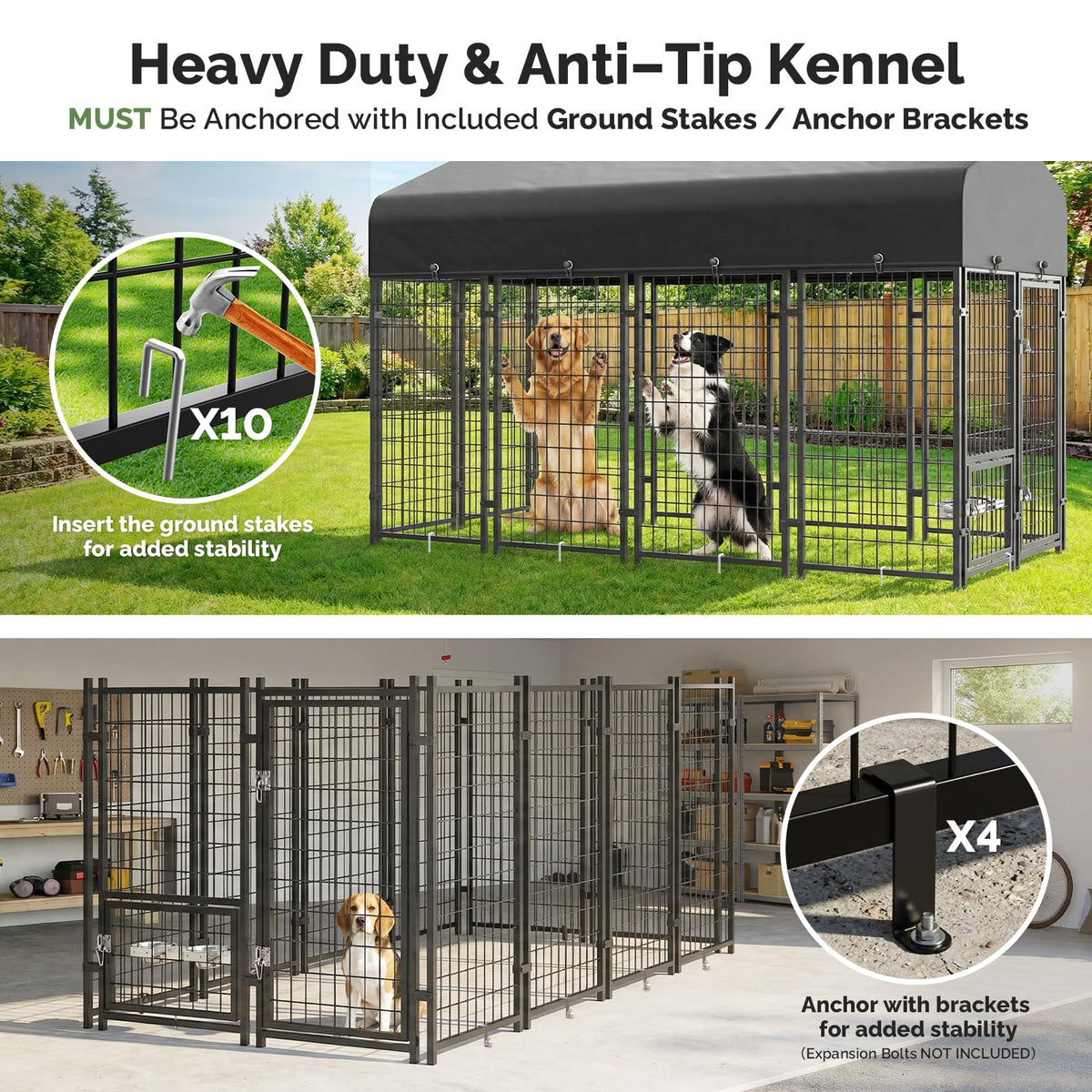 8x4x6FT Outdoor Dog Kennel with Roof V725